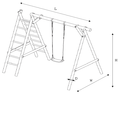Merdivenli tek kişilik salıncak için malzeme, ø10cm